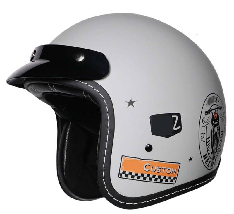 Halbhelm Motorradhelm 3/4 Motorradhelm Retro-Helm für Männer und Frauen Erwachsenenhelm ECE/DOT-Zertifiziert Unisex M (53-54CM) F,M(53-54CM) von XLGNXXL