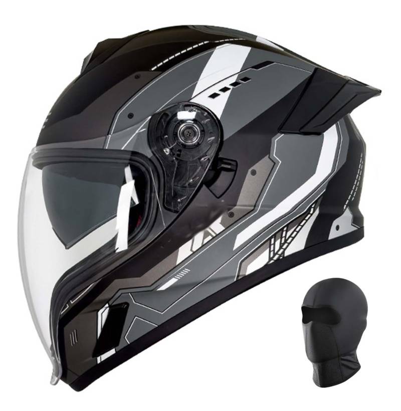 Integralhelm für Motorradfahrer mit hochklappbarem Doppelvisier, modularer All-in-One-Motorradhelm, geeignet für Männer und Frauen, Erwachsene C,M55-56CM von XLGNXXL