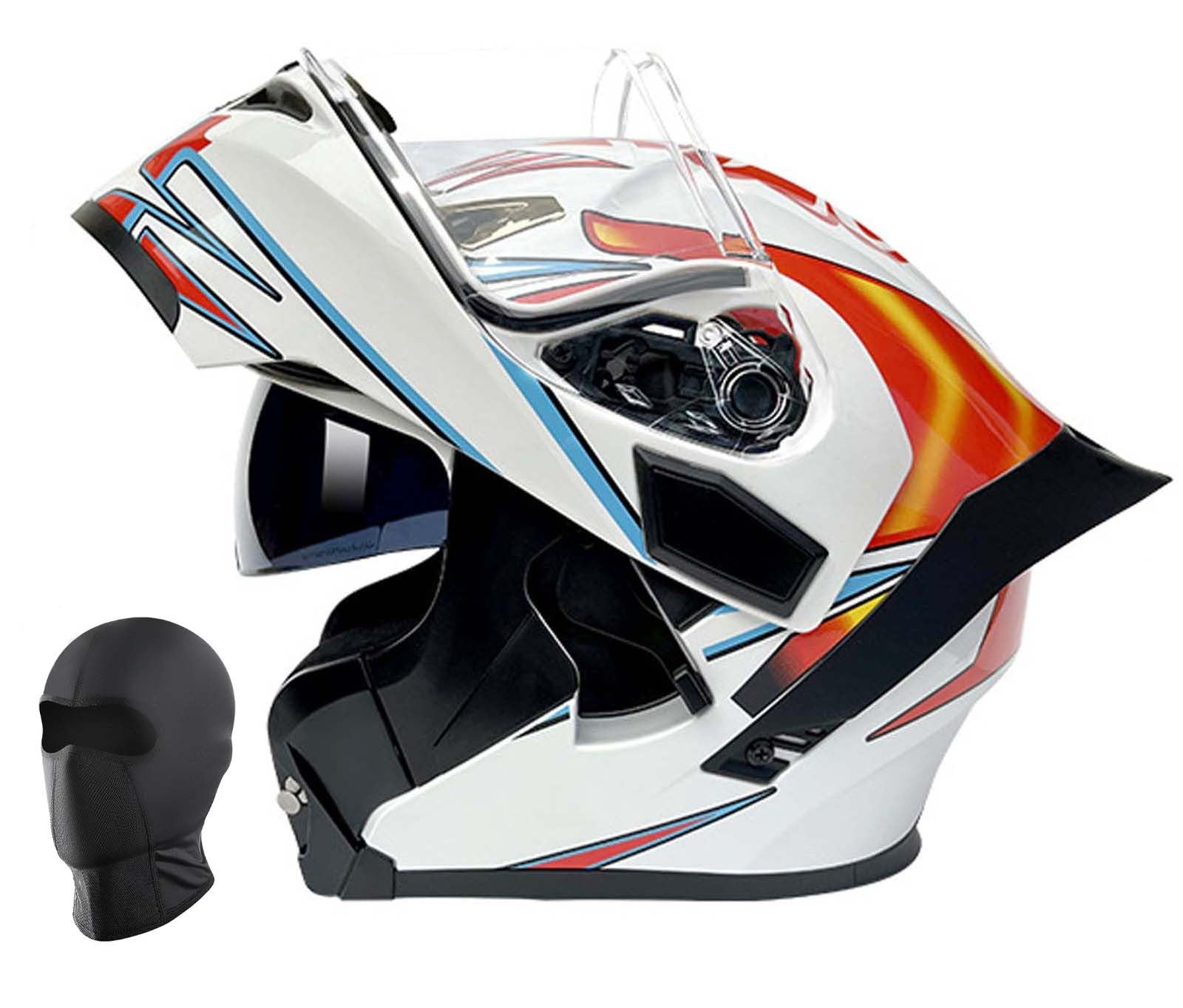 Modularer Motorradhelm Einteiliger Klapphelm Unisex Doppelvisier Integralhelm Crashhelm, DOT/ECE Zertifiziert A,XL61-62CM von XLGNXXL