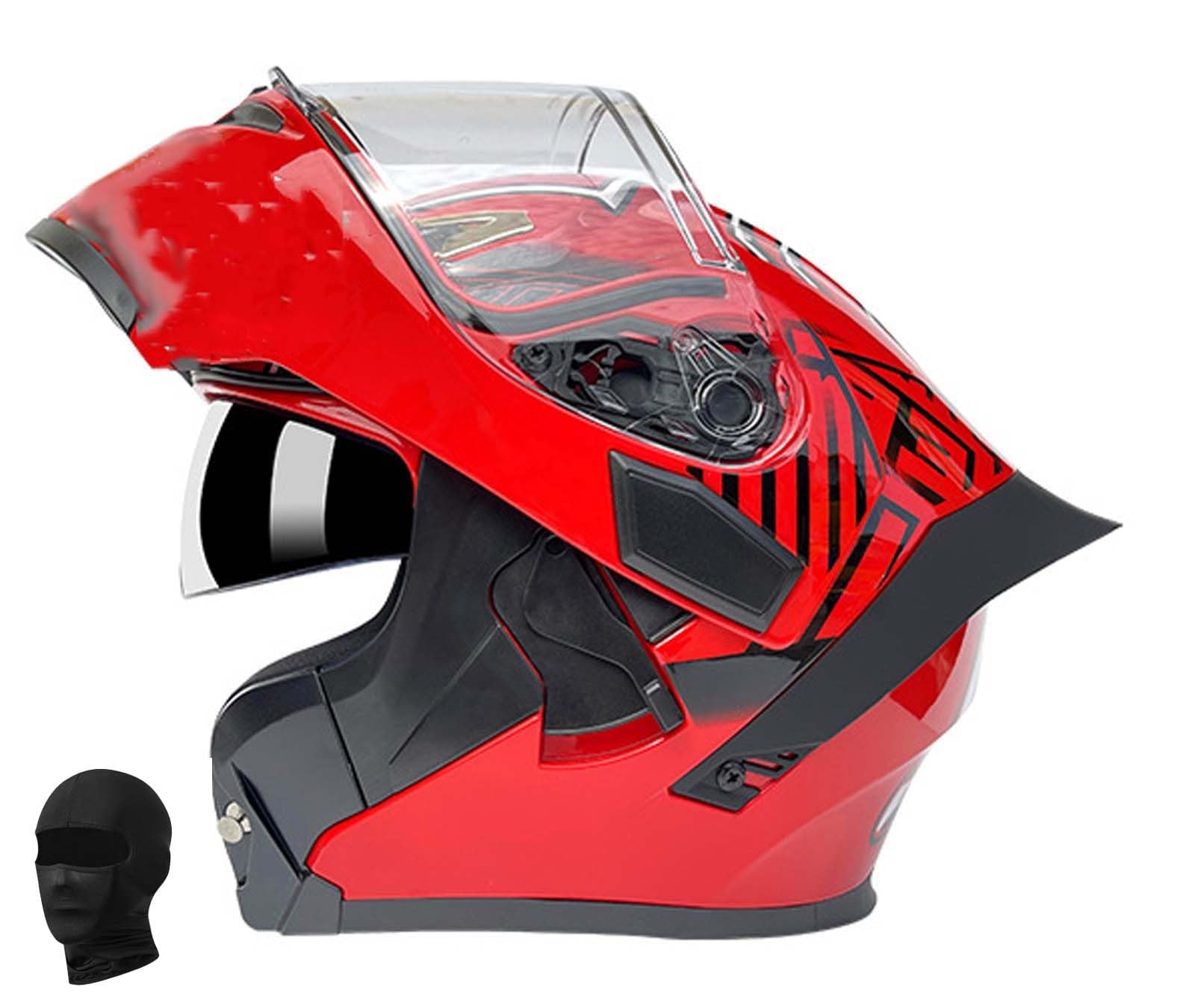 Modularer Motorradhelm Einteiliger Klapphelm Unisex Doppelvisier Integralhelm Crashhelm, DOT/ECE Zertifiziert C,L59-60CM von XLGNXXL