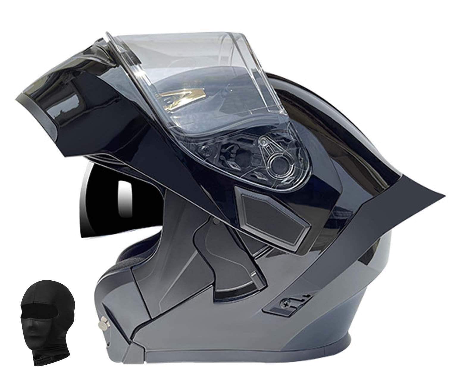 Modularer Motorradhelm Einteiliger Klapphelm Unisex Doppelvisier Integralhelm Crashhelm, DOT/ECE Zertifiziert D,L59-60CM von XLGNXXL