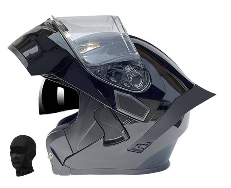 Modularer Motorradhelm Einteiliger Klapphelm Unisex Doppelvisier Integralhelm Crashhelm, DOT/ECE Zertifiziert D,L59-60CM von XLGNXXL