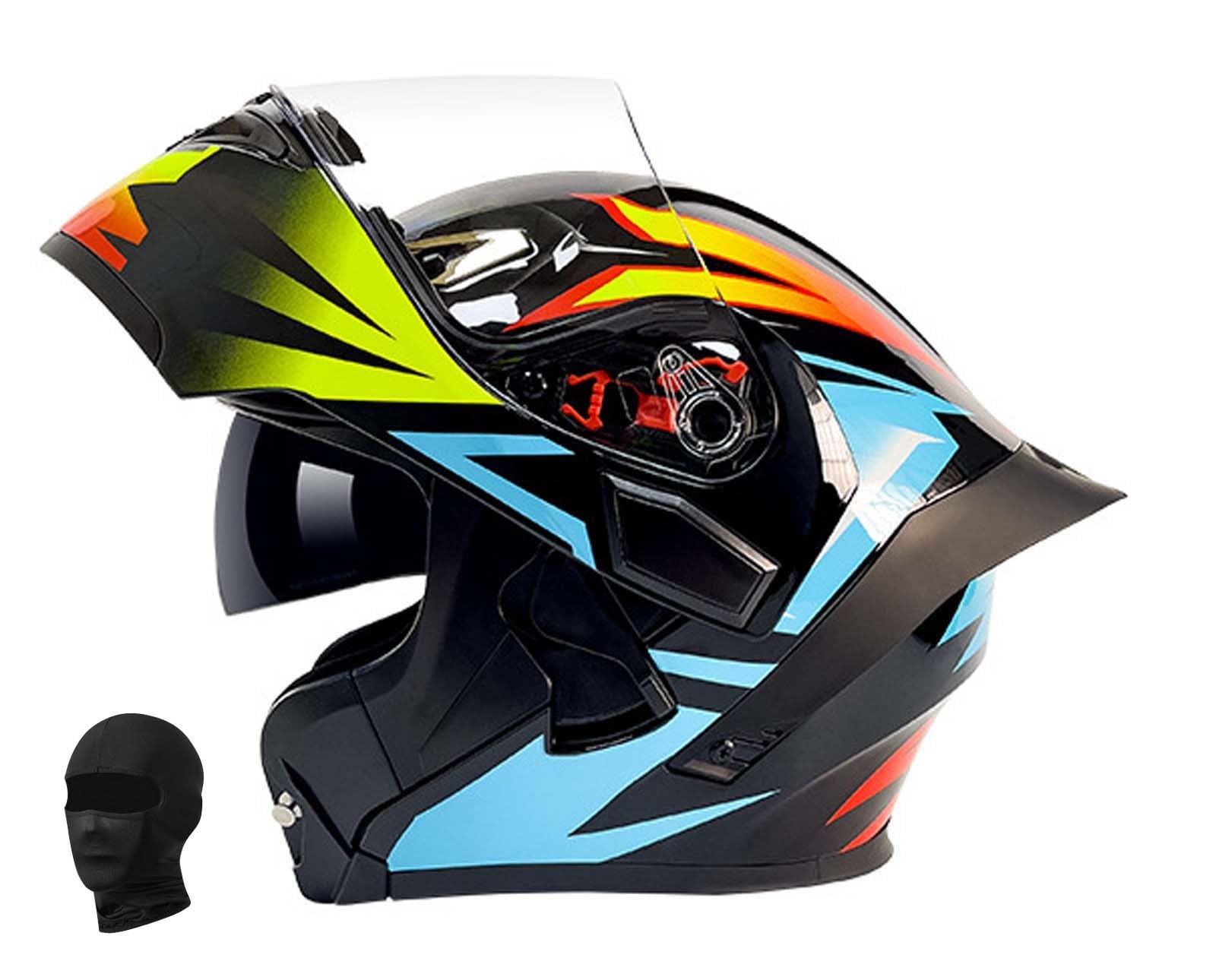 Modularer Motorradhelm Einteiliger Klapphelm Unisex Doppelvisier Integralhelm Crashhelm, DOT/ECE Zertifiziert E,L59-60CM von XLGNXXL