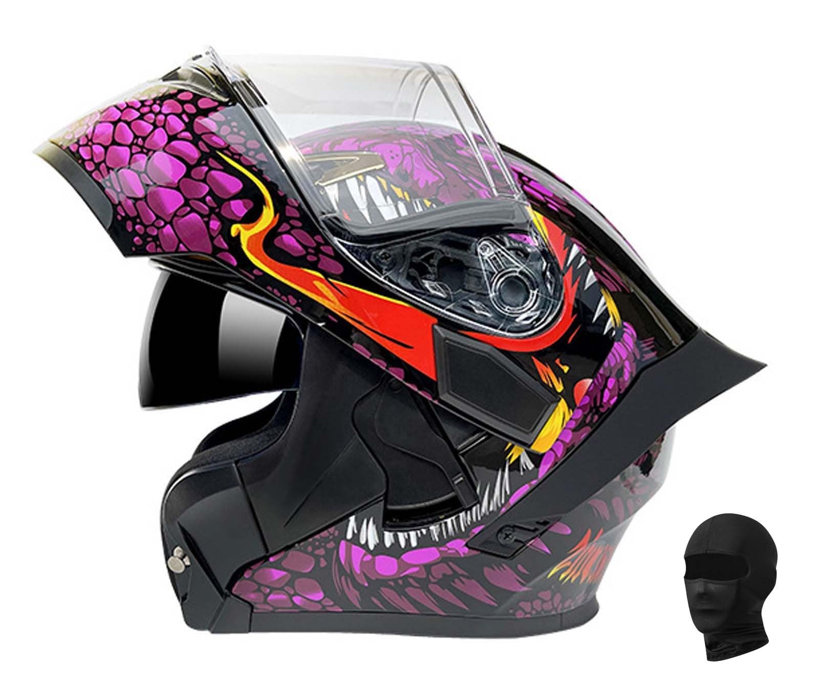 Modularer Motorradhelm Einteiliger Klapphelm Unisex Doppelvisier Integralhelm Crashhelm, DOT/ECE Zertifiziert G,XL61-62CM von XLGNXXL