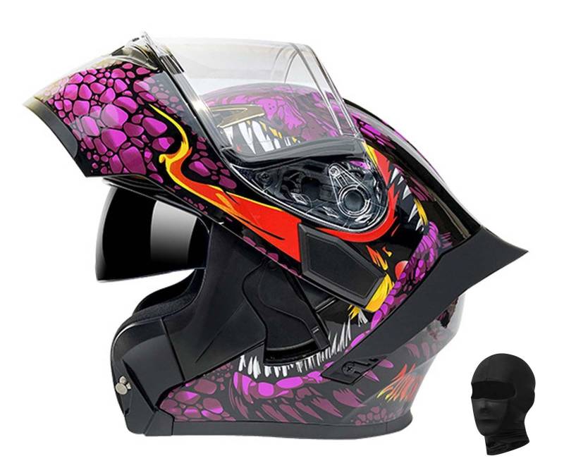 Modularer Motorradhelm Einteiliger Klapphelm Unisex Doppelvisier Integralhelm Crashhelm, DOT/ECE Zertifiziert G,XL61-62CM von XLGNXXL