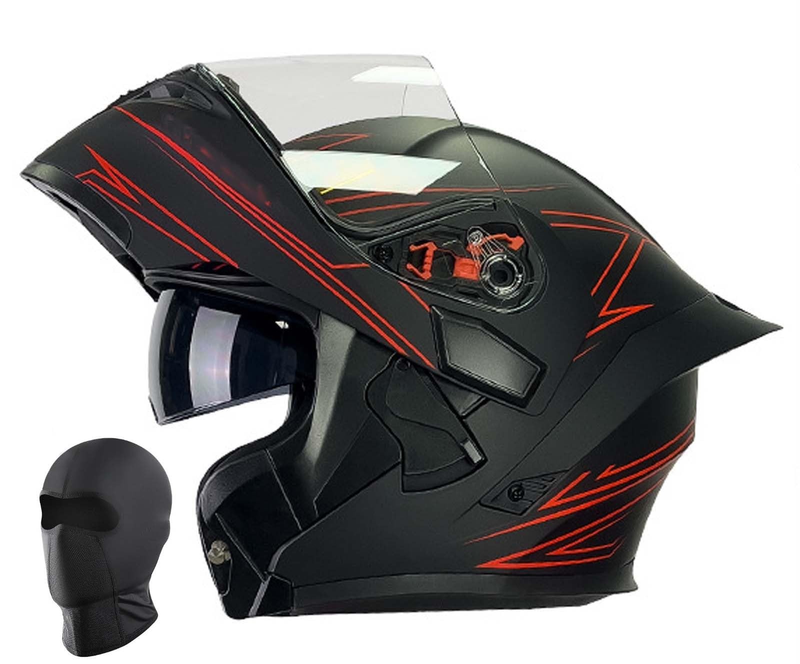 Modularer Motorradhelm Einteiliger Klapphelm Unisex Doppelvisier Integralhelm Crashhelm, DOT/ECE Zertifiziert H,L59-60CM von XLGNXXL