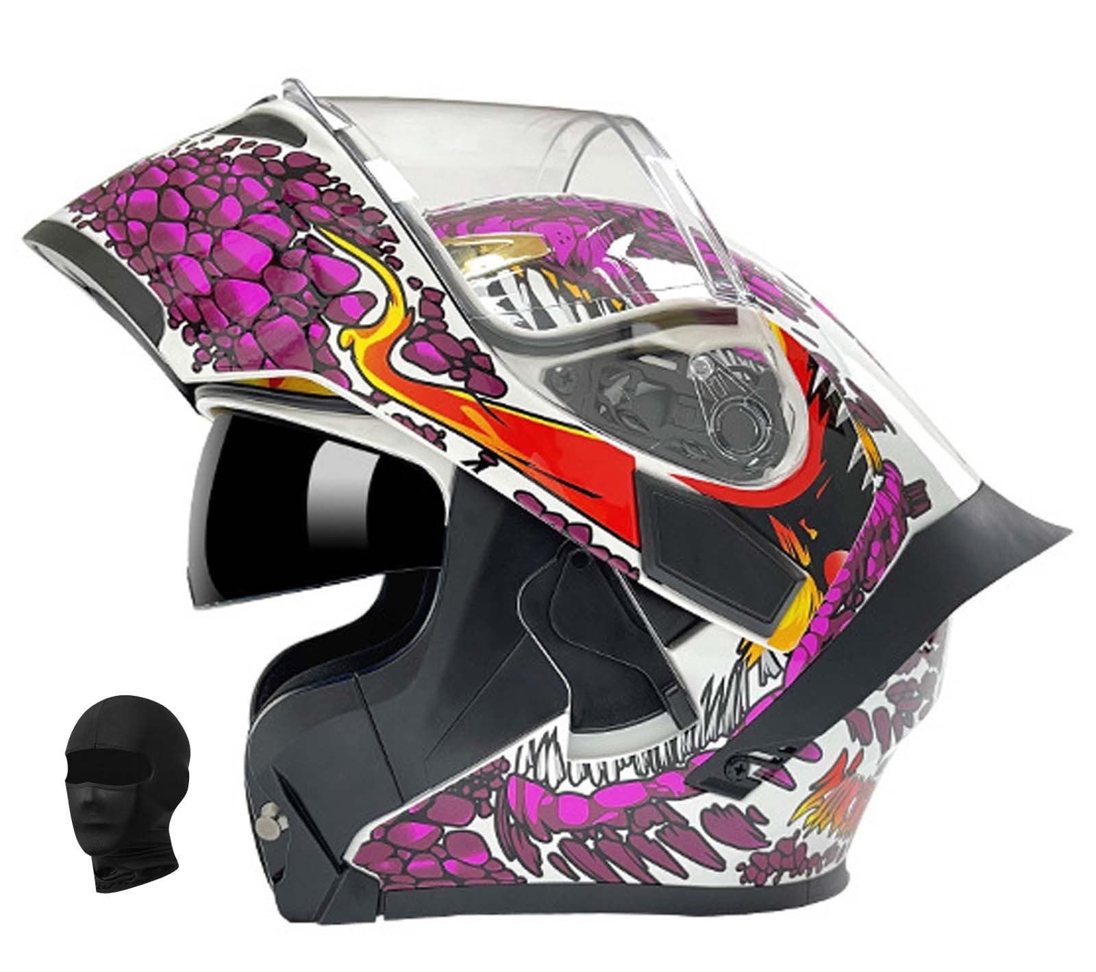 Modularer Motorradhelm Einteiliger Klapphelm Unisex Doppelvisier Integralhelm Crashhelm, DOT/ECE Zertifiziert I,L59-60CM von XLGNXXL