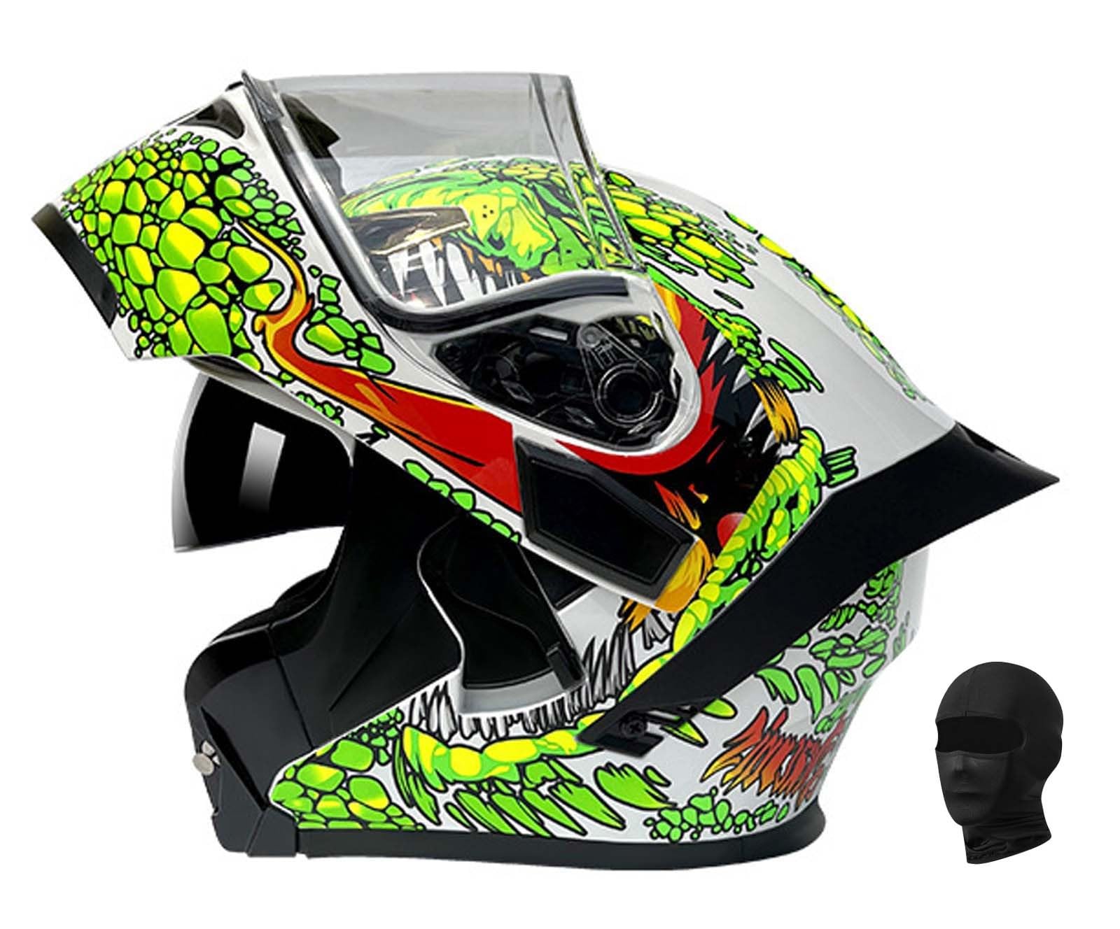 Modularer Motorradhelm Einteiliger Klapphelm Unisex Doppelvisier Integralhelm Crashhelm, DOT/ECE Zertifiziert J,M57-58CM von XLGNXXL