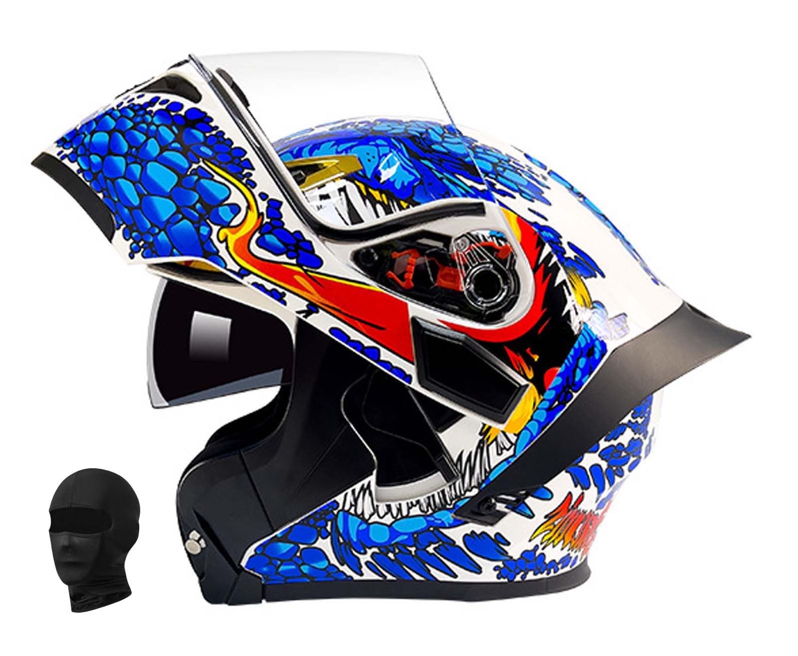 Modularer Motorradhelm Einteiliger Klapphelm Unisex Doppelvisier Integralhelm Crashhelm, DOT/ECE Zertifiziert K,L59-60CM von XLGNXXL