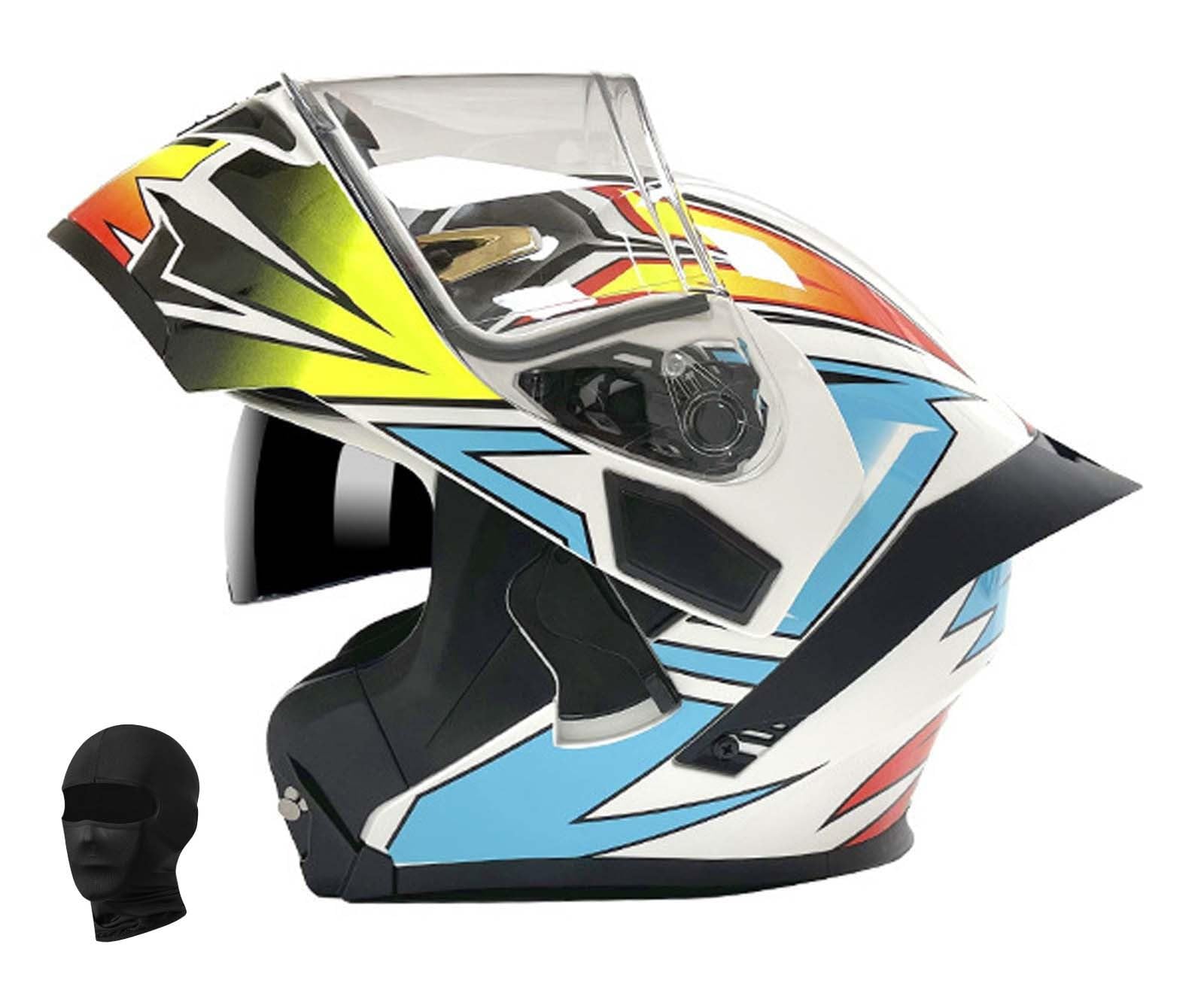 Modularer Motorradhelm Einteiliger Klapphelm Unisex Doppelvisier Integralhelm Crashhelm, DOT/ECE Zertifiziert L,XL61-62CM von XLGNXXL