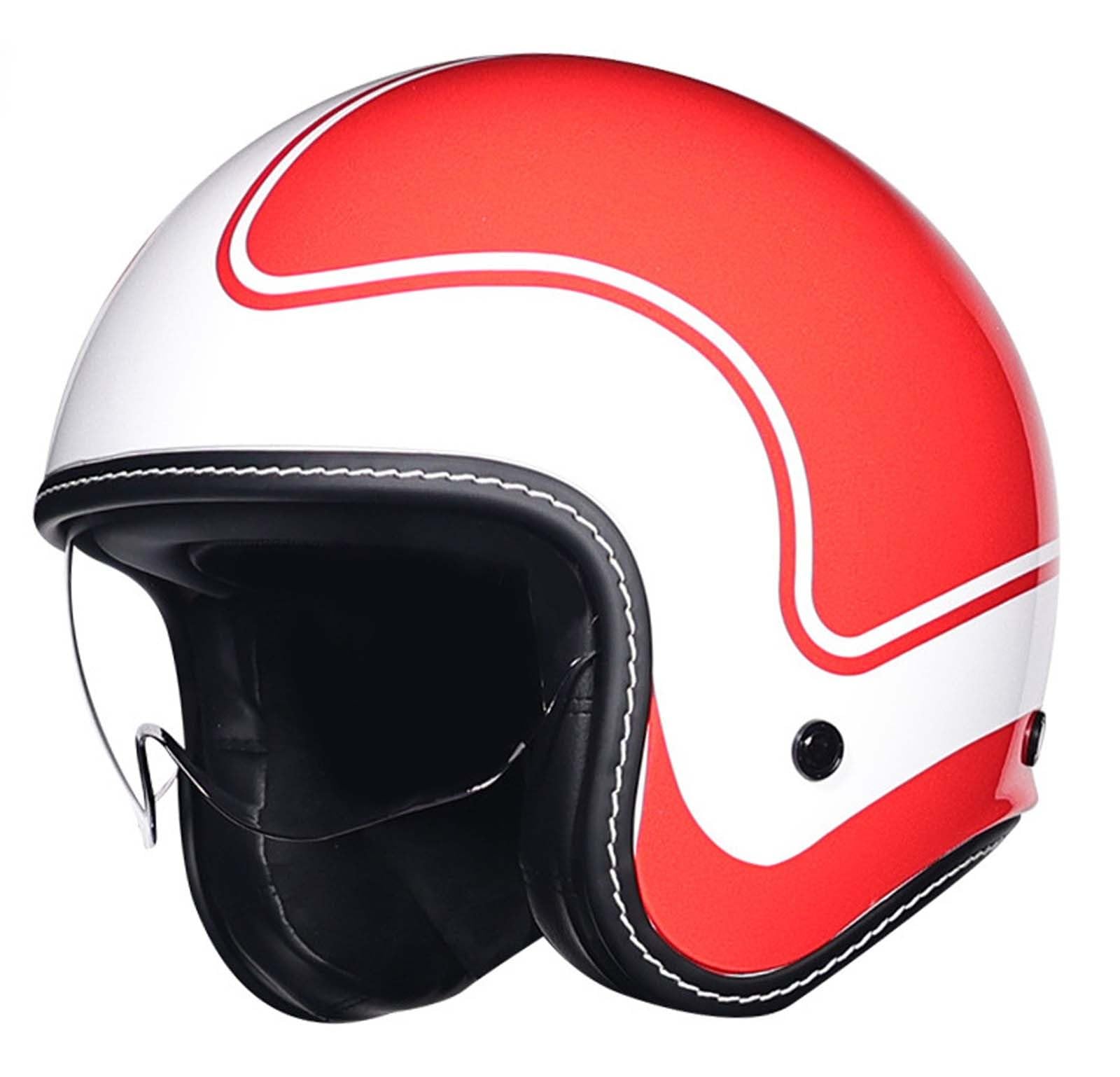 Motorrad-Halbhelm, DOT/ECE-Zertifiziert, Halbhelm für Erwachsene, Herren und Damen, mit Schutzbrille, Jethelm A,XL(59-60cm) von XLGNXXL