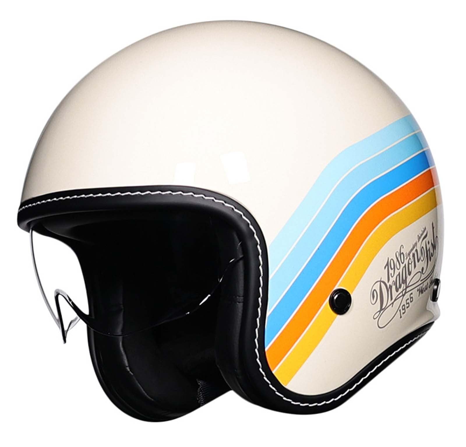 Motorrad-Halbhelm, DOT/ECE-Zertifiziert, Halbhelm für Erwachsene, Herren und Damen, mit Schutzbrille, Jethelm B,XL(59-60cm) von XLGNXXL