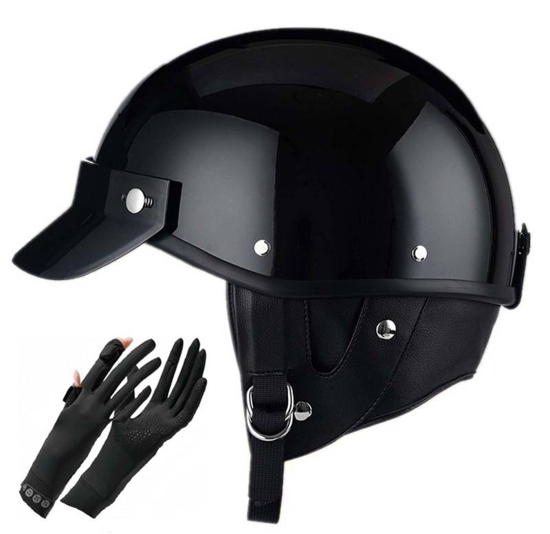Motorrad-Halbhelm, Retro-Jethelm, ECE-zertifizierter Retro-Jethelm, herausnehmbares Innenfutter, geeignet für Fahrräder, Motorräder, Roller A,L von XLGNXXL