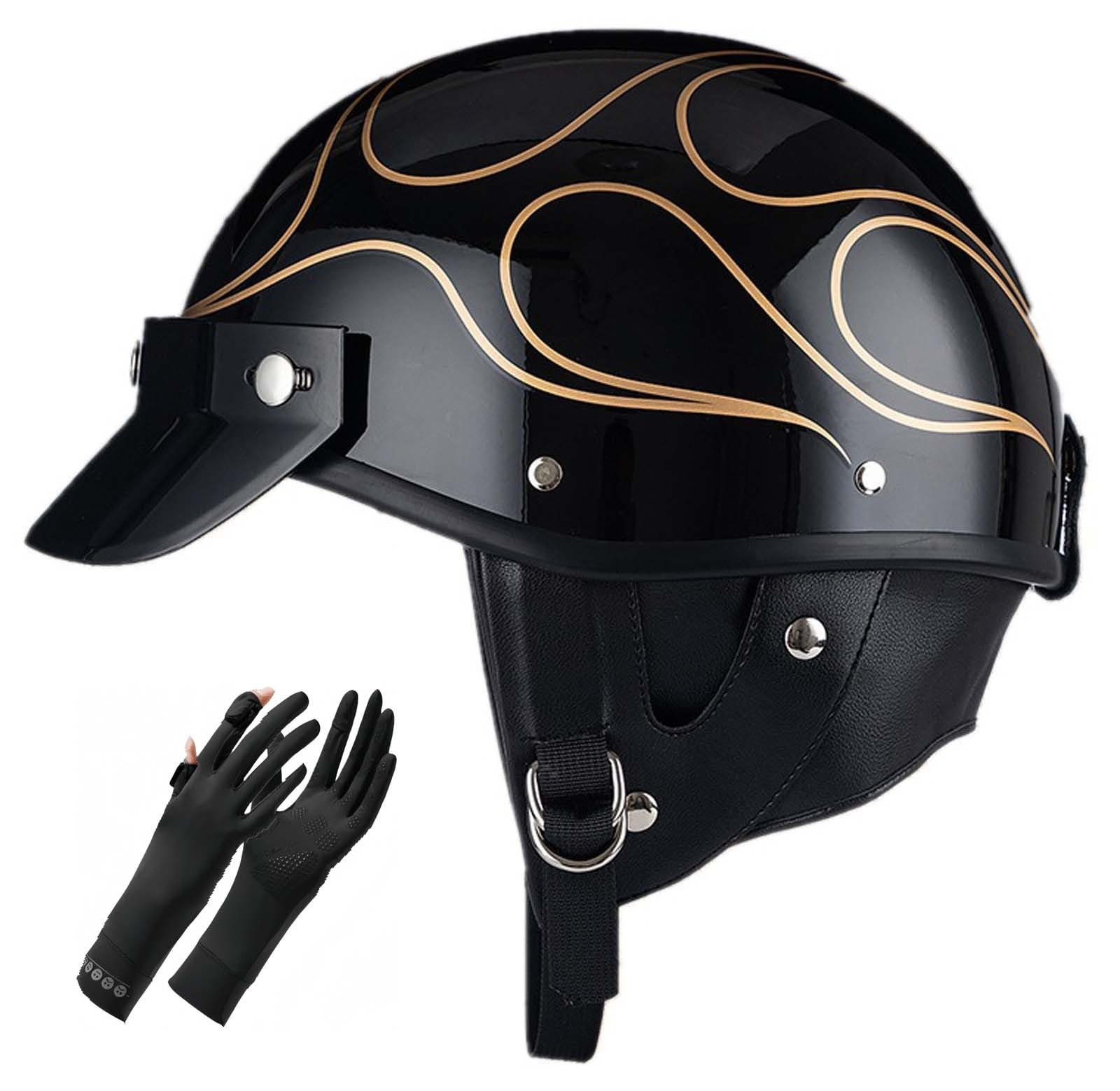 Motorrad-Halbhelm, Retro-Jethelm, ECE-zertifizierter Retro-Jethelm, herausnehmbares Innenfutter, geeignet für Fahrräder, Motorräder, Roller D,L Motorrad-Halbhelm, Retro-Jethelm, ECE-zertifizierter Retro-Jethelm, herausnehmbares Innenfutter, geeignet für Fahrräder, Motorräder, Roller D,L von XLGNXXL