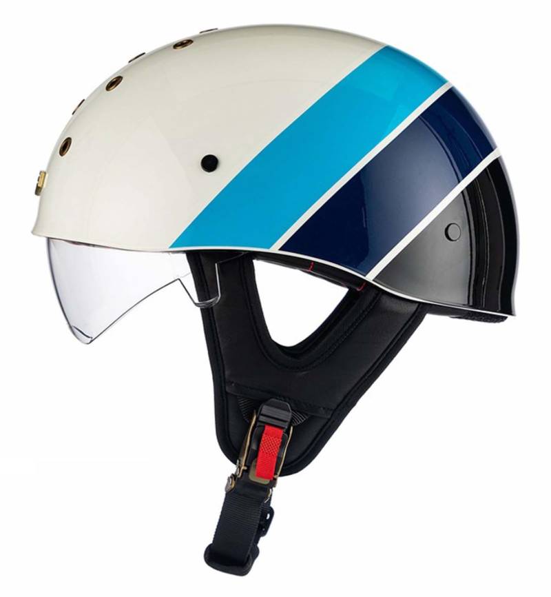 Motorrad-Halbhelm Retro-Motorradhelm Motorradhelm für Erwachsene mit herausnehmbarem Innenfutter Geeignet für Erwachsene Männer und Frauen ECE/DOT-Zertifiziert J,M von XLGNXXL