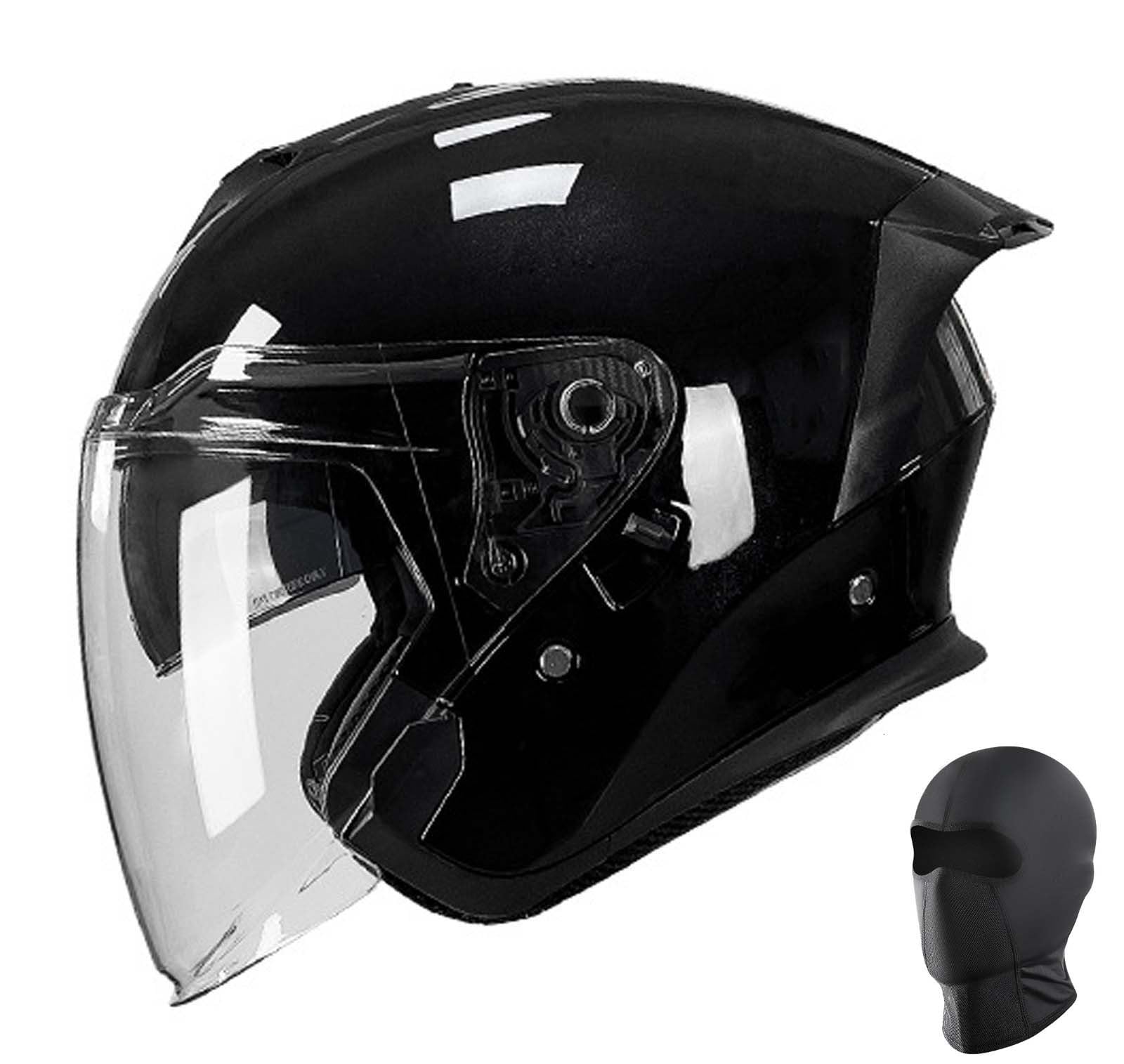 Motorrad-Jethelm, 3/4-Jethelm mit offenem Gesicht, Motorradhelm, DOT/ECE-Zertifiziert, Halbhelm mit Doppelvisier, Unisex C,M57-58cm von XLGNXXL