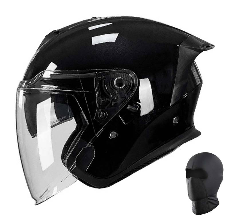 Motorrad-Jethelm, 3/4-Jethelm mit offenem Gesicht, Motorradhelm, DOT/ECE-Zertifiziert, Halbhelm mit Doppelvisier, Unisex C,M57-58cm von XLGNXXL