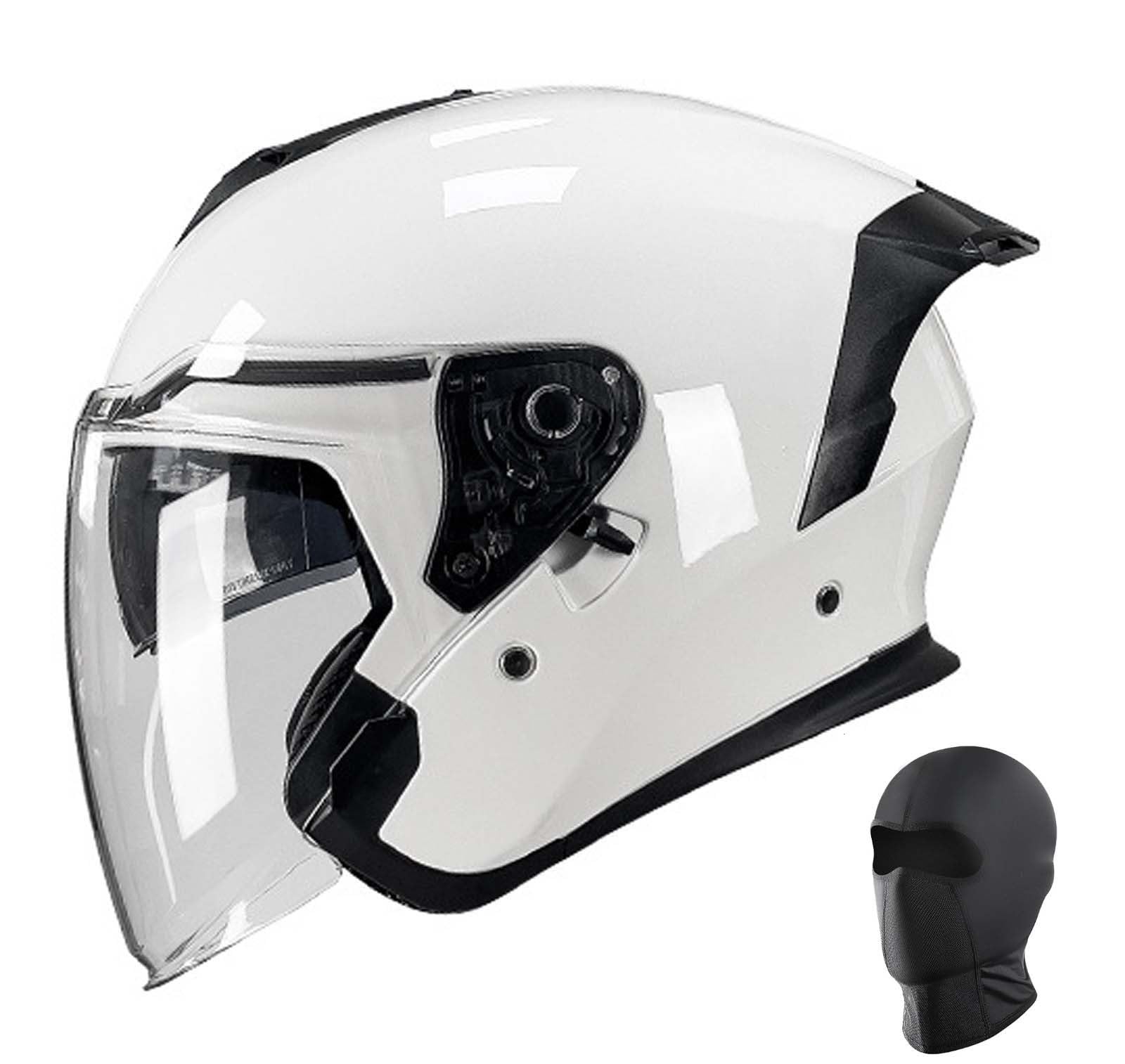 Motorrad-Jethelm, 3/4-Jethelm mit offenem Gesicht, Motorradhelm, DOT/ECE-Zertifiziert, Halbhelm mit Doppelvisier, Unisex D,M57-58cm von XLGNXXL