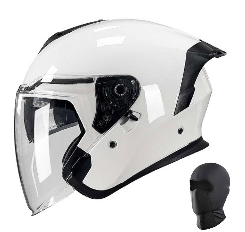 Motorrad-Jethelm, 3/4-Jethelm mit offenem Gesicht, Motorradhelm, DOT/ECE-Zertifiziert, Halbhelm mit Doppelvisier, Unisex D,M57-58cm von XLGNXXL