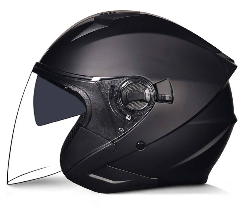 Motorrad-Jethelm, 3/4-Retro-Motorradhelm mit offenem Gesicht, DOT/ECE-Zertifiziert mit Komfortfutter mit Doppelvisier, geeignet für Erwachsene Männer und Frauen, 2XL (61–62 cm) A,XL(59-60CM) von XLGNXXL