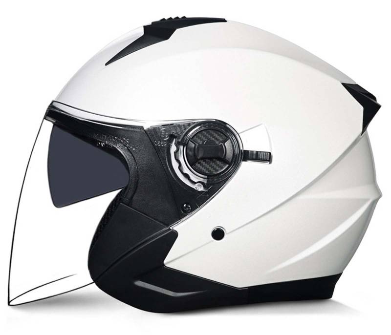 Motorrad-Jethelm, 3/4-Retro-Motorradhelm mit offenem Gesicht, DOT/ECE-Zertifiziert mit Komfortfutter mit Doppelvisier, geeignet für Erwachsene Männer und Frauen, 2XL (61–62 cm) C,L(57-58CM) von XLGNXXL