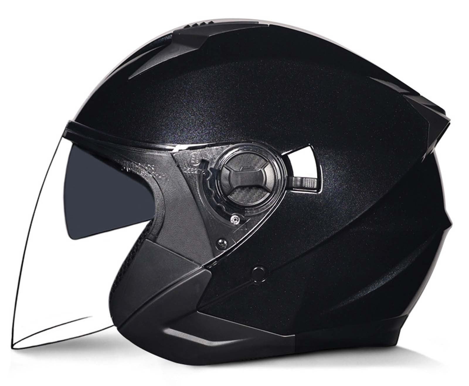Motorrad-Jethelm, 3/4-Retro-Motorradhelm mit offenem Gesicht, DOT/ECE-Zertifiziert mit Komfortfutter mit Doppelvisier, geeignet für Erwachsene Männer und Frauen, 2XL (61–62 cm) D,L(57-58CM) von XLGNXXL