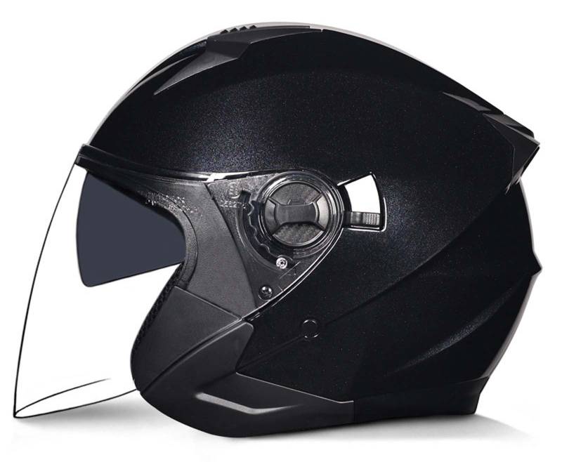 Motorrad-Jethelm, 3/4-Retro-Motorradhelm mit offenem Gesicht, DOT/ECE-Zertifiziert mit Komfortfutter mit Doppelvisier, geeignet für Erwachsene Männer und Frauen, 2XL (61–62 cm) D,XL(59-60CM) von XLGNXXL