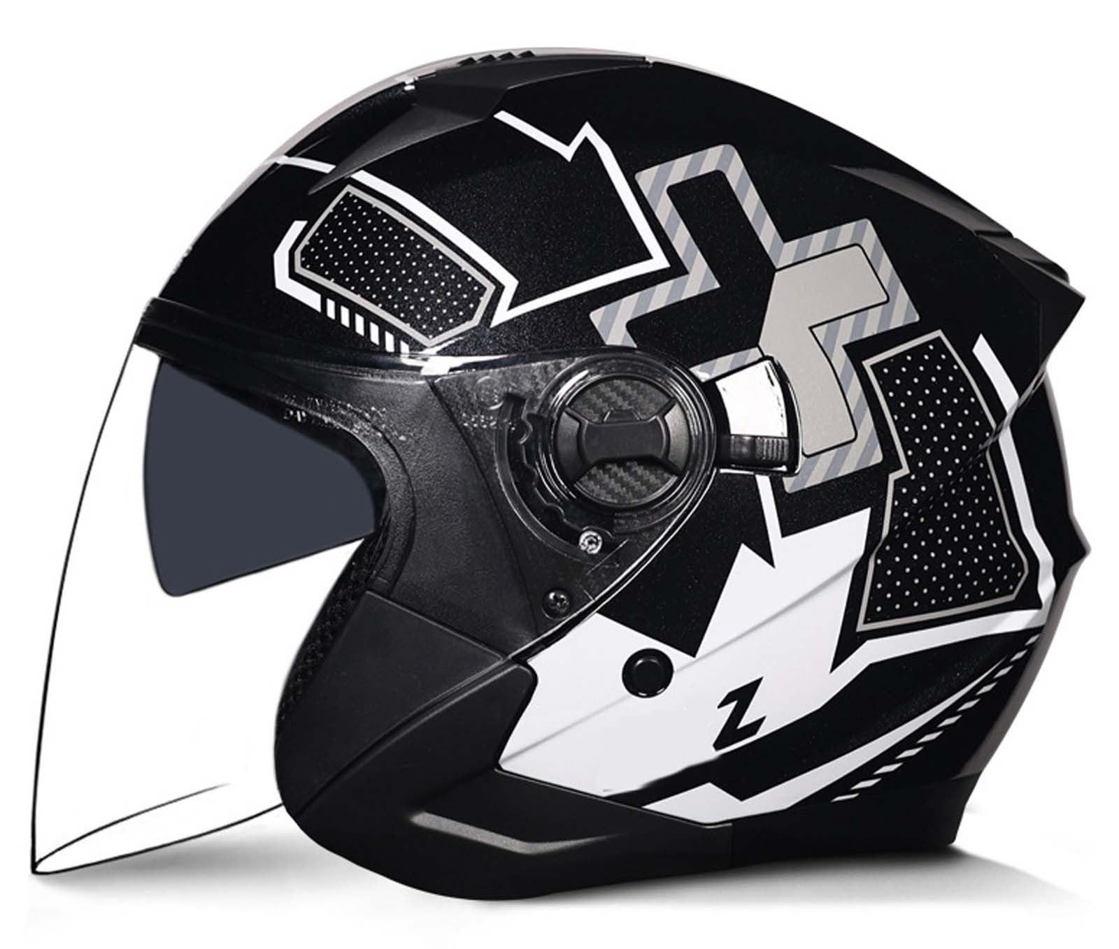 Motorrad-Jethelm, 3/4-Retro-Motorradhelm mit offenem Gesicht, DOT/ECE-Zertifiziert mit Komfortfutter mit Doppelvisier, geeignet für Erwachsene Männer und Frauen, 2XL (61–62 cm) F,XL(59-60CM) von XLGNXXL