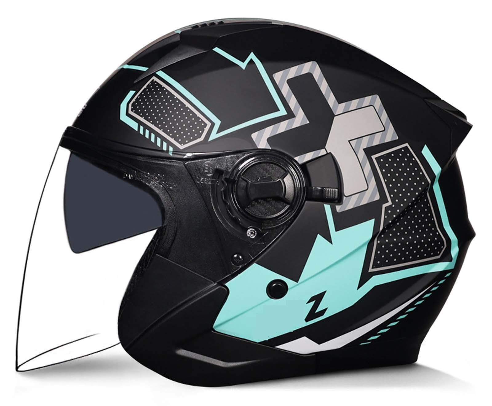 Motorrad-Jethelm, 3/4-Retro-Motorradhelm mit offenem Gesicht, DOT/ECE-Zertifiziert mit Komfortfutter mit Doppelvisier, geeignet für Erwachsene Männer und Frauen, 2XL (61–62 cm) H,M(55-56CM) von XLGNXXL