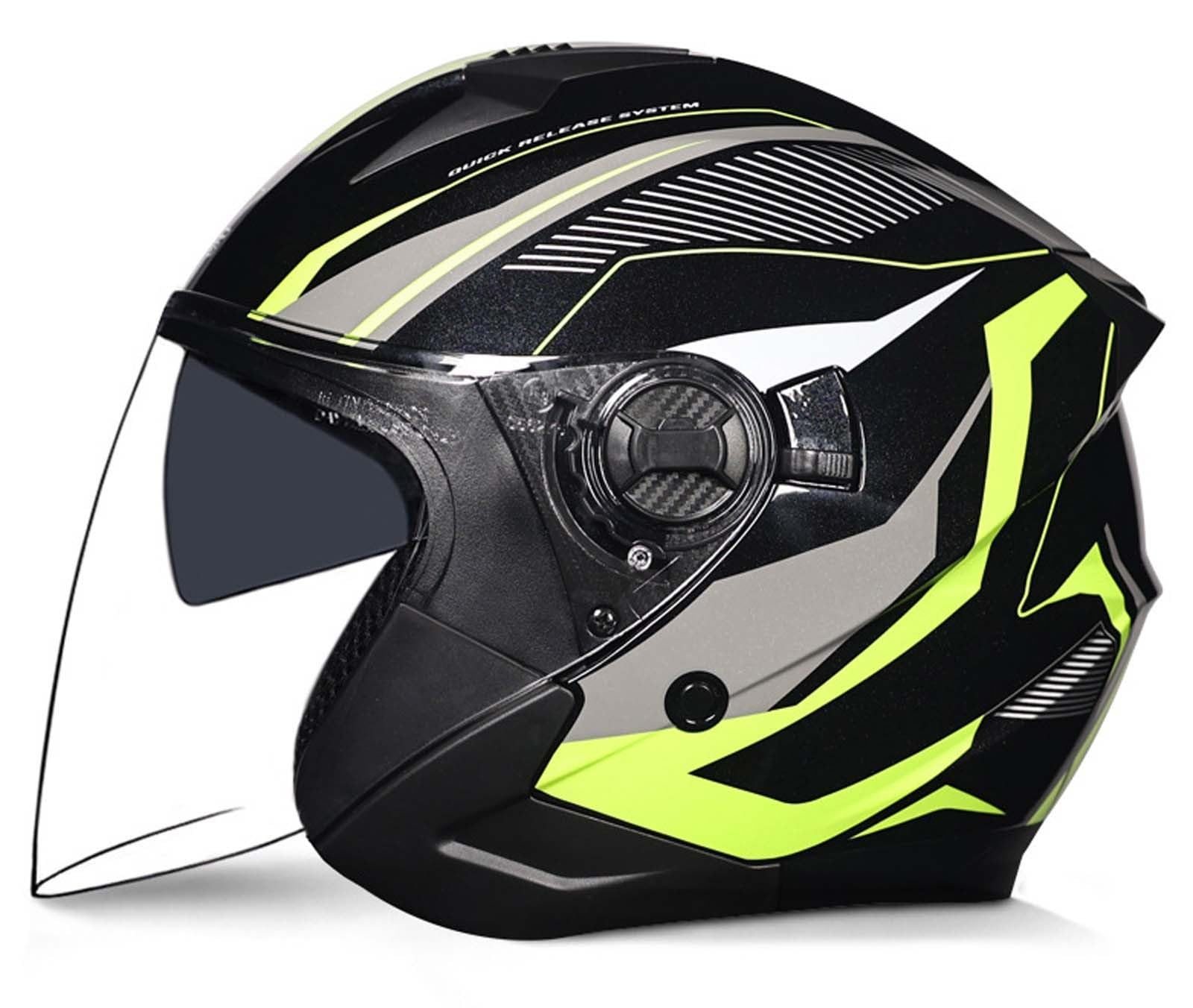 Motorrad-Jethelm, 3/4-Retro-Motorradhelm mit offenem Gesicht, DOT/ECE-Zertifiziert mit Komfortfutter mit Doppelvisier, geeignet für Erwachsene Männer und Frauen, 2XL (61–62 cm) I,M(55-56CM) von XLGNXXL
