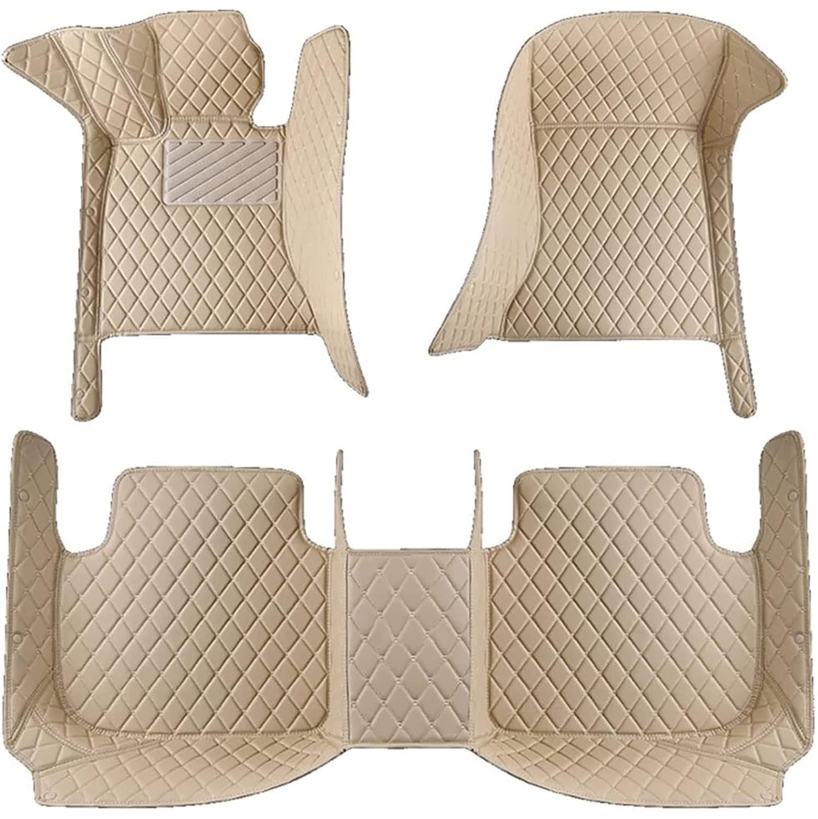 Auto FußMatten FüR Ford Mondeo MK5 2015-2022 2023(LHD), Nach Maß Pu-Leder Allwetter All-Schutz wasserdichte rutschfeste Leder Auto FußMatten Set ZubehöR, Beige von XLKWNNAD
