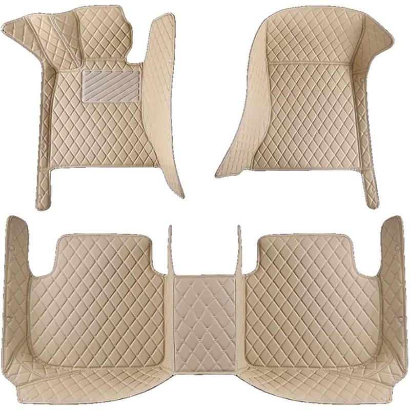 Auto FußMatten FüR Ford Mondeo MK5 2015-2022 2023(LHD), Nach Maß Pu-Leder Allwetter All-Schutz wasserdichte rutschfeste Leder Auto FußMatten Set ZubehöR, Beige von XLKWNNAD