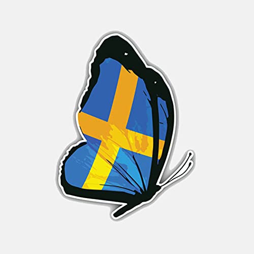 Xlnb. 9,2 cm * 12.4cm Persönlichkeit Schweden Schmetterling Flagge Motorrad Autozubehör Auto Aufkleber PVC (Size : 12.4CM) von XLNB