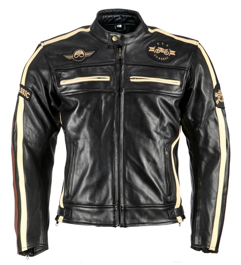 Motorradjacke XLS Classic One für Herren schwarz Retro Bikerjacke herausnehmbares Thermofutter Größe XXL von XLS