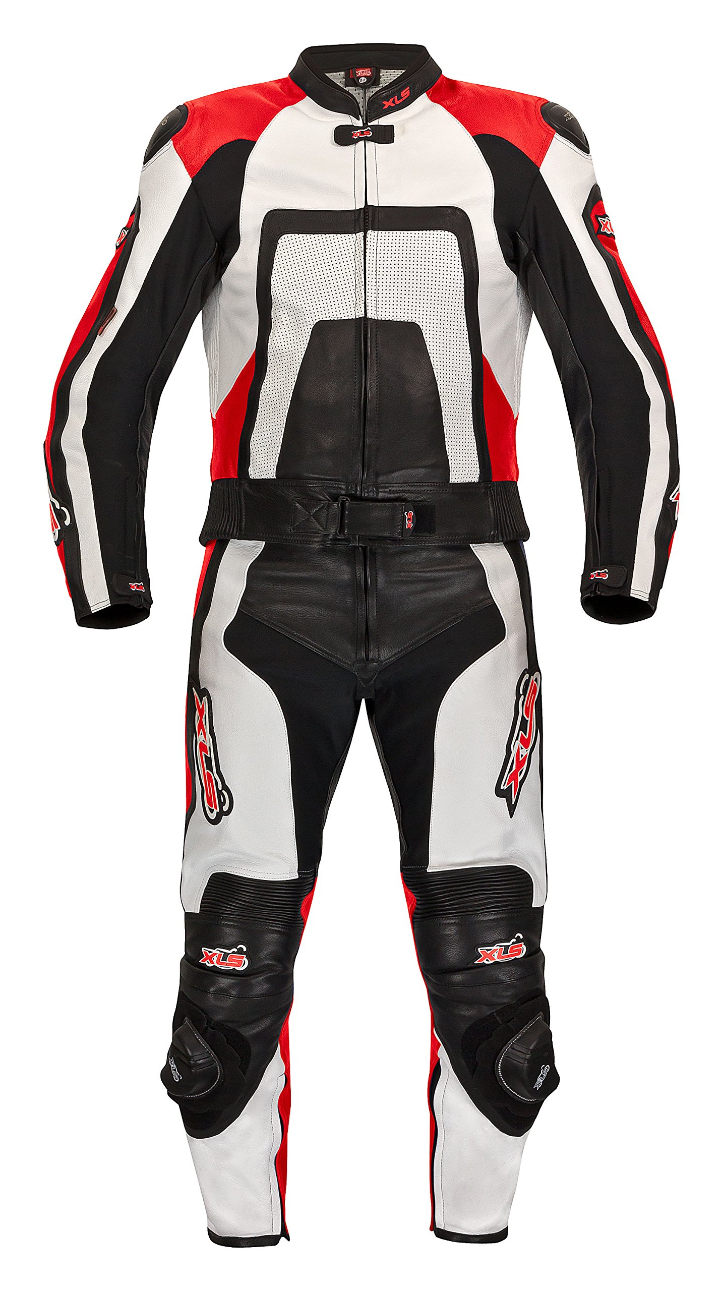 XLS Lederkombi, Herren Zweiteiler, Rot, Echtleder, zweiteilige Motorradkombi (54) von XLS