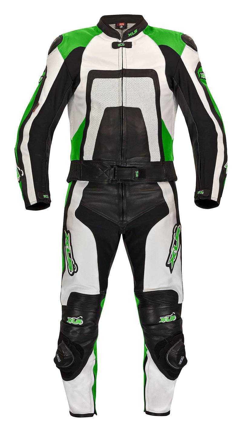 XLS Lederkombi, zweiteilige Motorradkombi, Herren Zweiteiler, Echtleder, Grün als Langgröße (114) von XLS