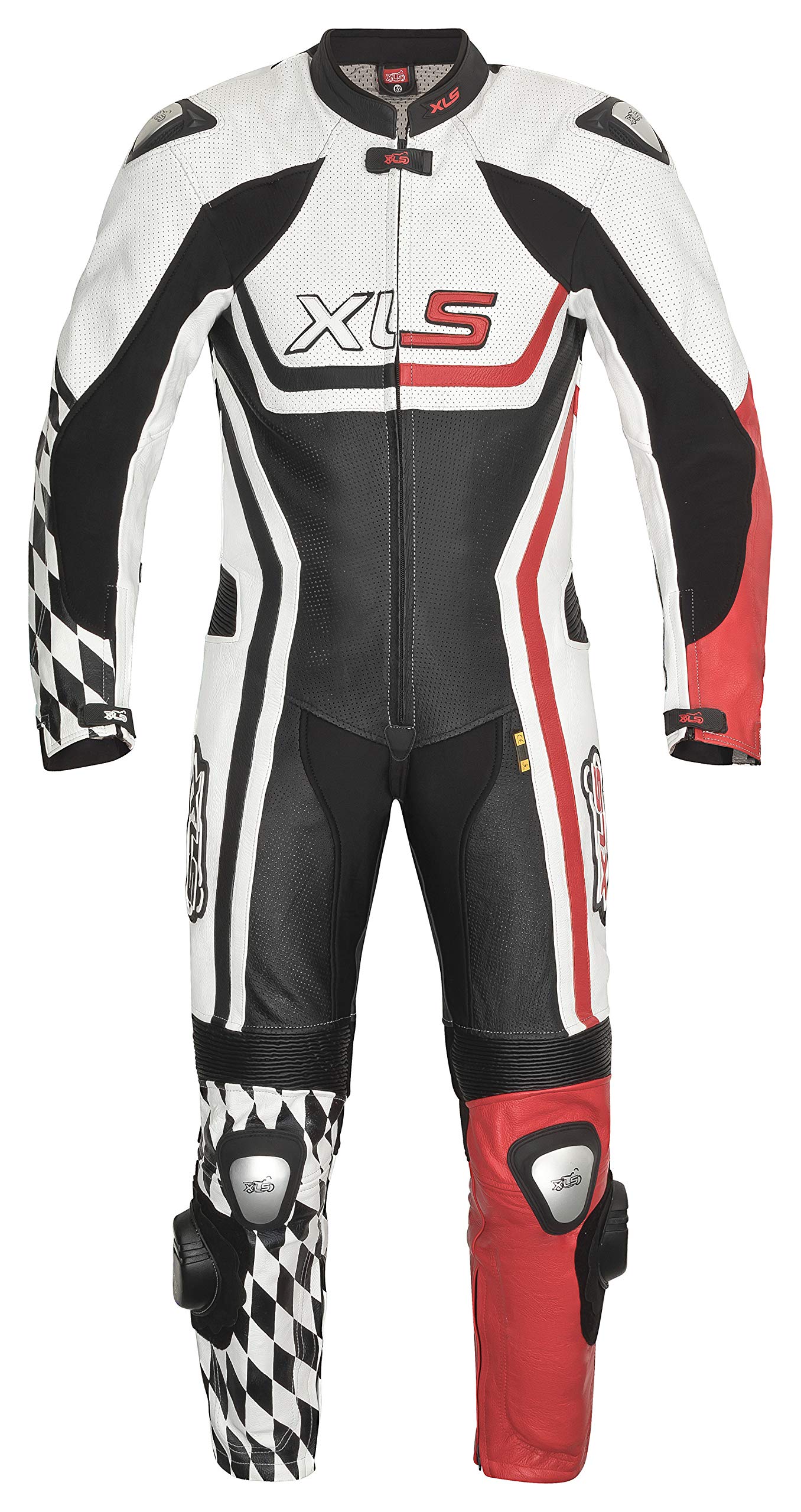 XLS Lederkombi Racing Einteiler Mod. EOS schwarz rot einteilig Motorradkombi Leder (48) von XLS