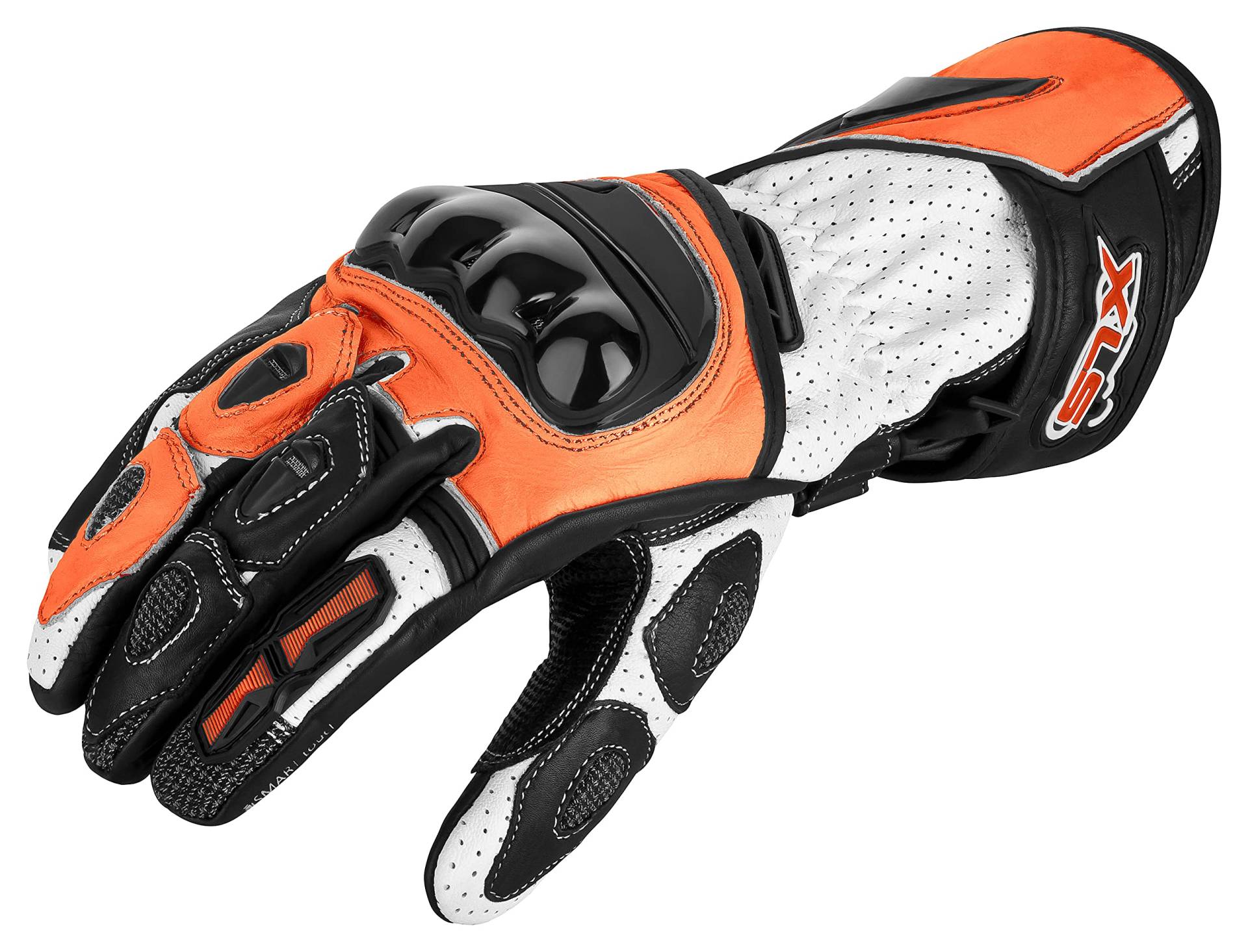 XLS Motorradhandschuhe Leder mit Protektoren in Orange (3XL) von XLS