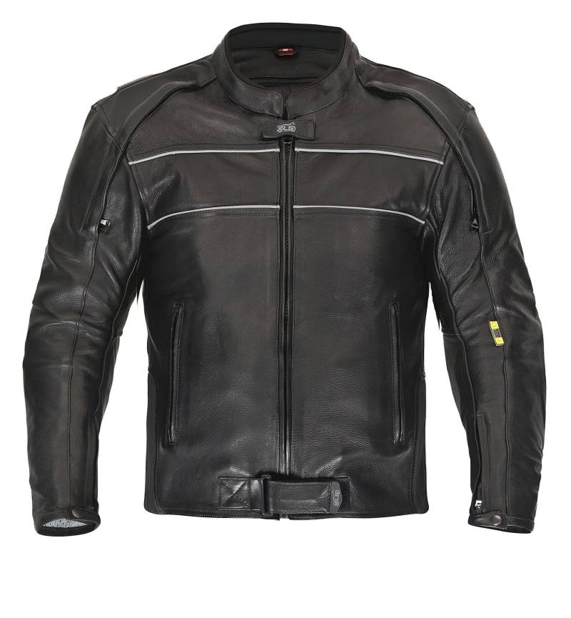 XLS Motorradjacke Herren, Motorrad Lederjacke in Retro-Look, Echtleder, Bikerjacke, schwarz, Chopper Jacke (XL) von XLS