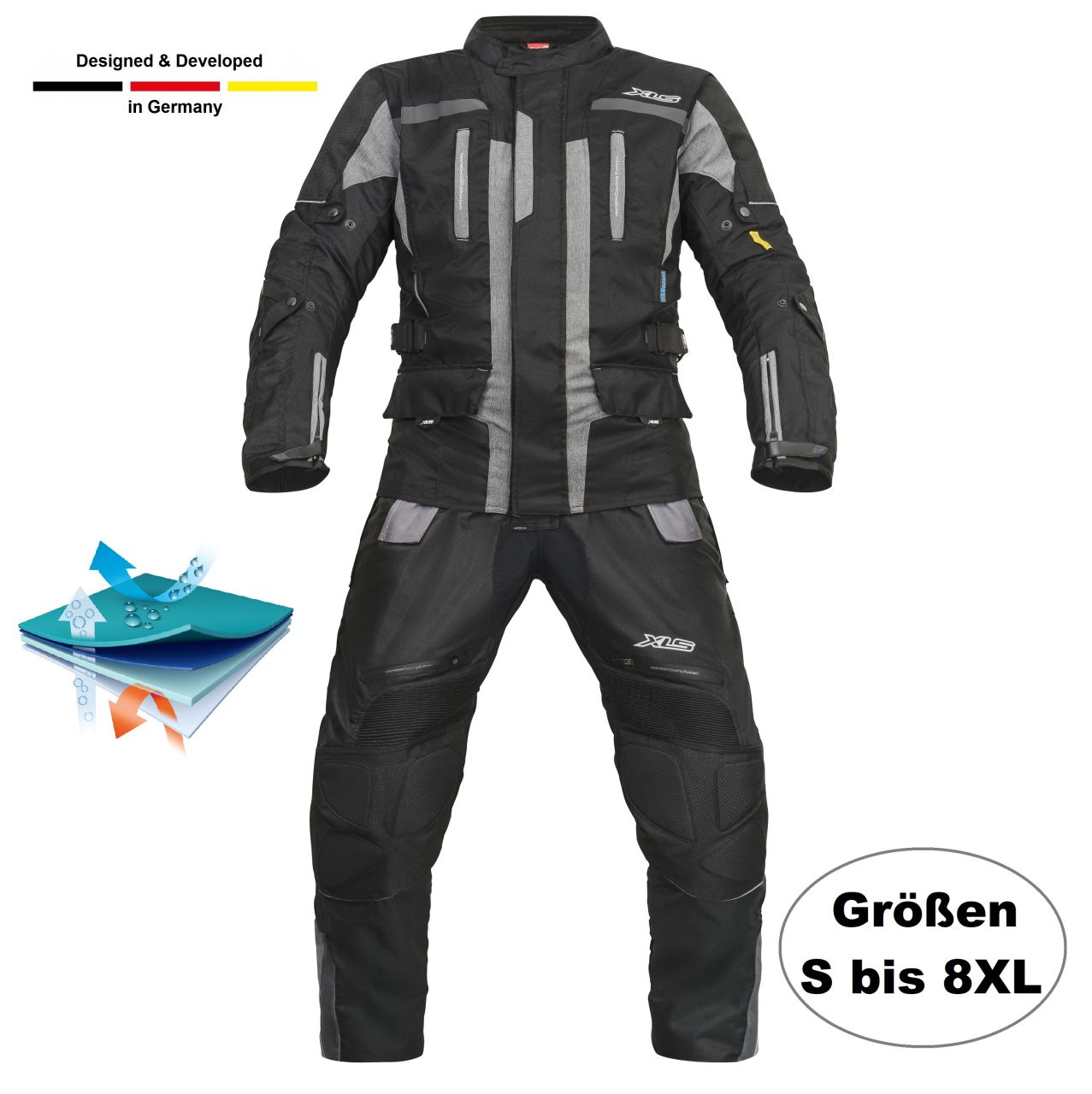 XLS Textilkombi X-Drive 2 Touringkombi Schwarz Grau von XLS
