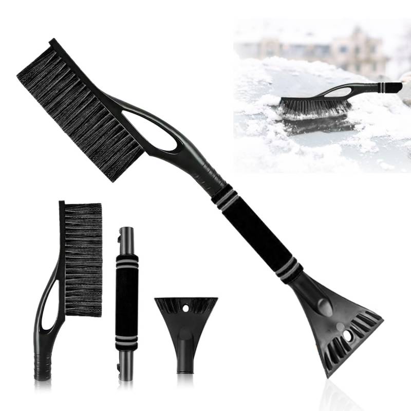 XLZJYIJ Eiskratzer Auto mit Besen, 2in1 Schneebesen Auto mit Eisbrecher Funktion, Ultra Auto Eiskratzer mit Ergonomischem Schaumstoffgriff, Stabiler Scheibenkratzer für Auto, LKW, PKW, SUV von XLZJYIJ