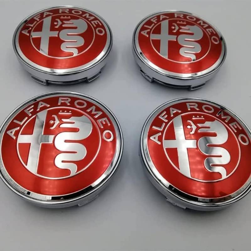 4 Stück Auto Radnabendeckel für Alfa Romeo 147 156 159 166 Giulietta Stelvio 60mm, Radnabenkappen Nabendeckel Radnabenabdeckung Felgendeckel Felgenkappen Auto Zubehör von XMCMBS