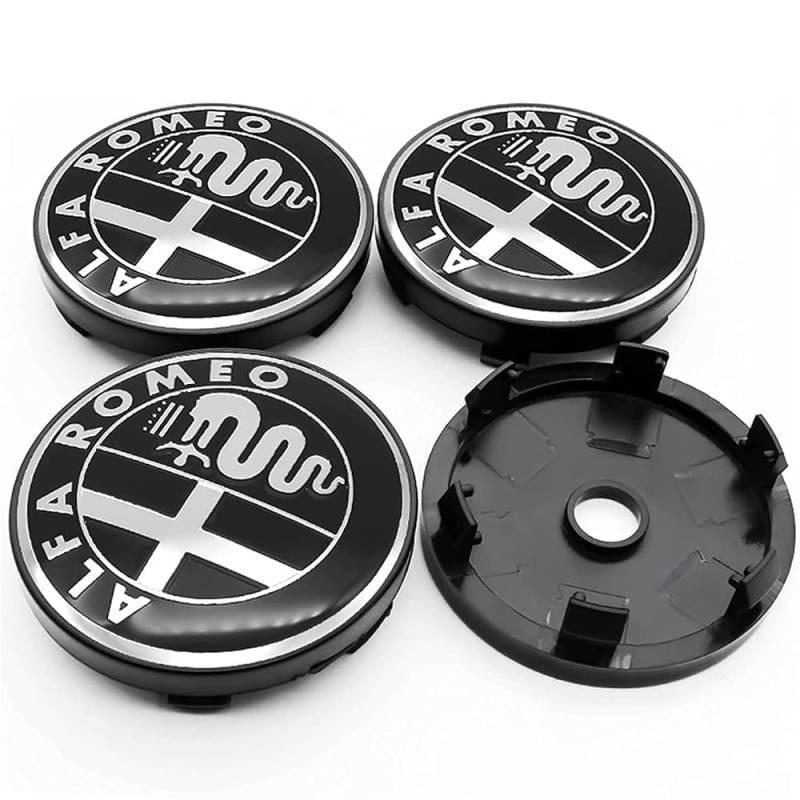4 Stück Auto Radnabendeckel für Alfa Romeo 159 156 Giulietta Mito Giulia Spider Brera 60mm, Radnabenkappen Nabendeckel Radnabenabdeckung Felgendeckel Felgenkappen Auto Zubehör von XMCMBS