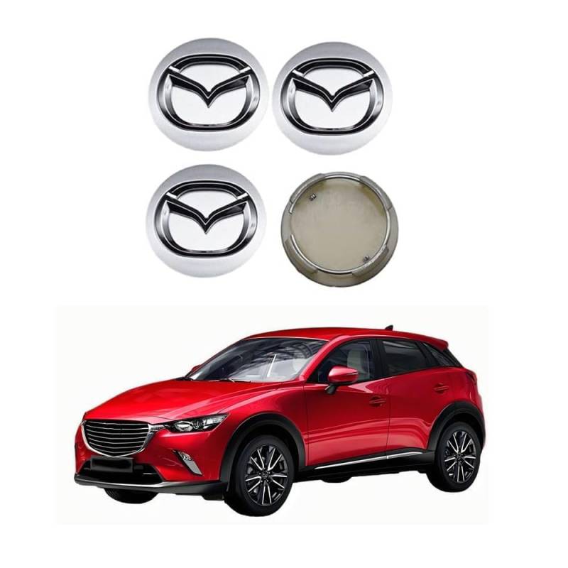 4 Stück Auto Radnabendeckel für Mazda 2 3 5 6 MX5 MX30 CX30 CX5 CX50 CX 7 8 9 60mm, Radnabenkappen Nabendeckel Radnabenabdeckung Felgendeckel Felgenkappen Auto Zubehör,B von XMCMBS