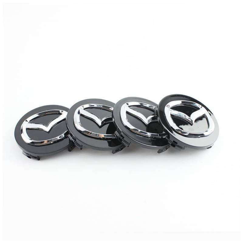 4 Stück Auto Radnabendeckel für Mazda Schwarz 56mm, Radnabenkappen Nabendeckel Radnabenabdeckung Felgendeckel Felgenkappen Auto Zubehör von XMCMBS