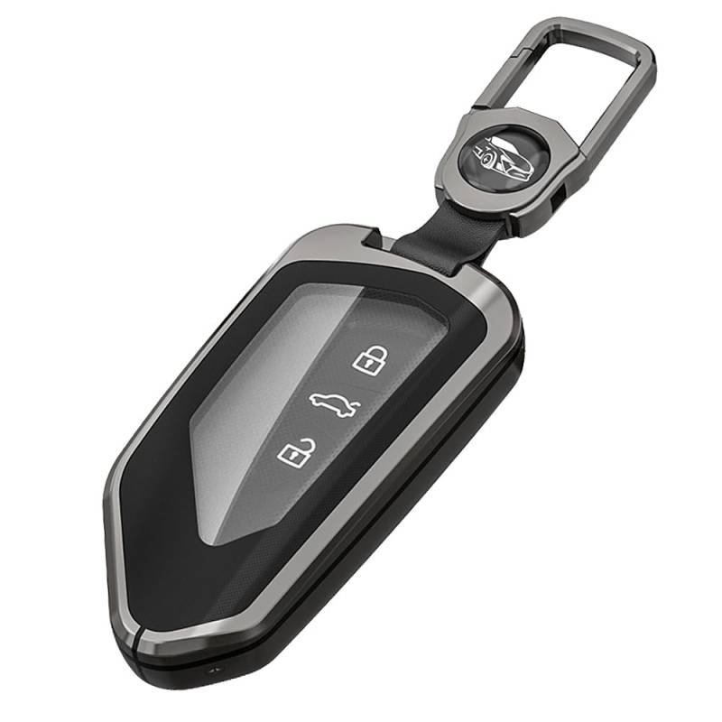 Autoschlüssel Hülle für VW, Schlüssel Hülle Kompatibel für Golf 8 MK8 ID.3 ID.4 Cupra Skoda Octavia A8 SEAT Leon MK4 Tarraco Ateca 3-Tasten Auto Schlüssel Cover mit Schlüsselanhänger (Black) von XMSCN