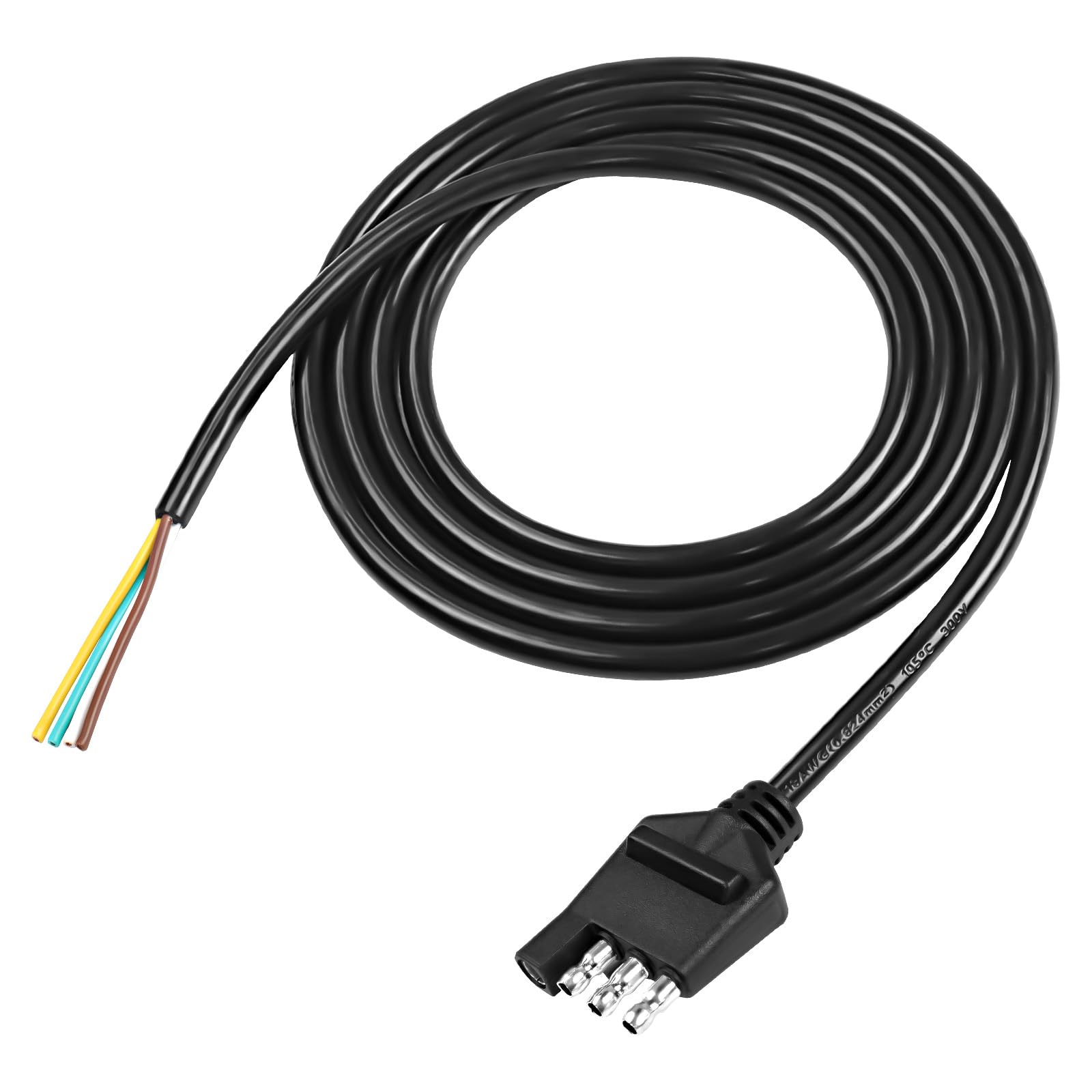 XMSJSIY 4-Pin Anhänger Connector 4-Wege flaches männliches Anhänger-Kabelbaum-Verlängerungskabel 18AWG SAE Bare Wire Open End mit ummanteltem Kabel für Boot Trailer Light Kit - 2M von XMSJSIY