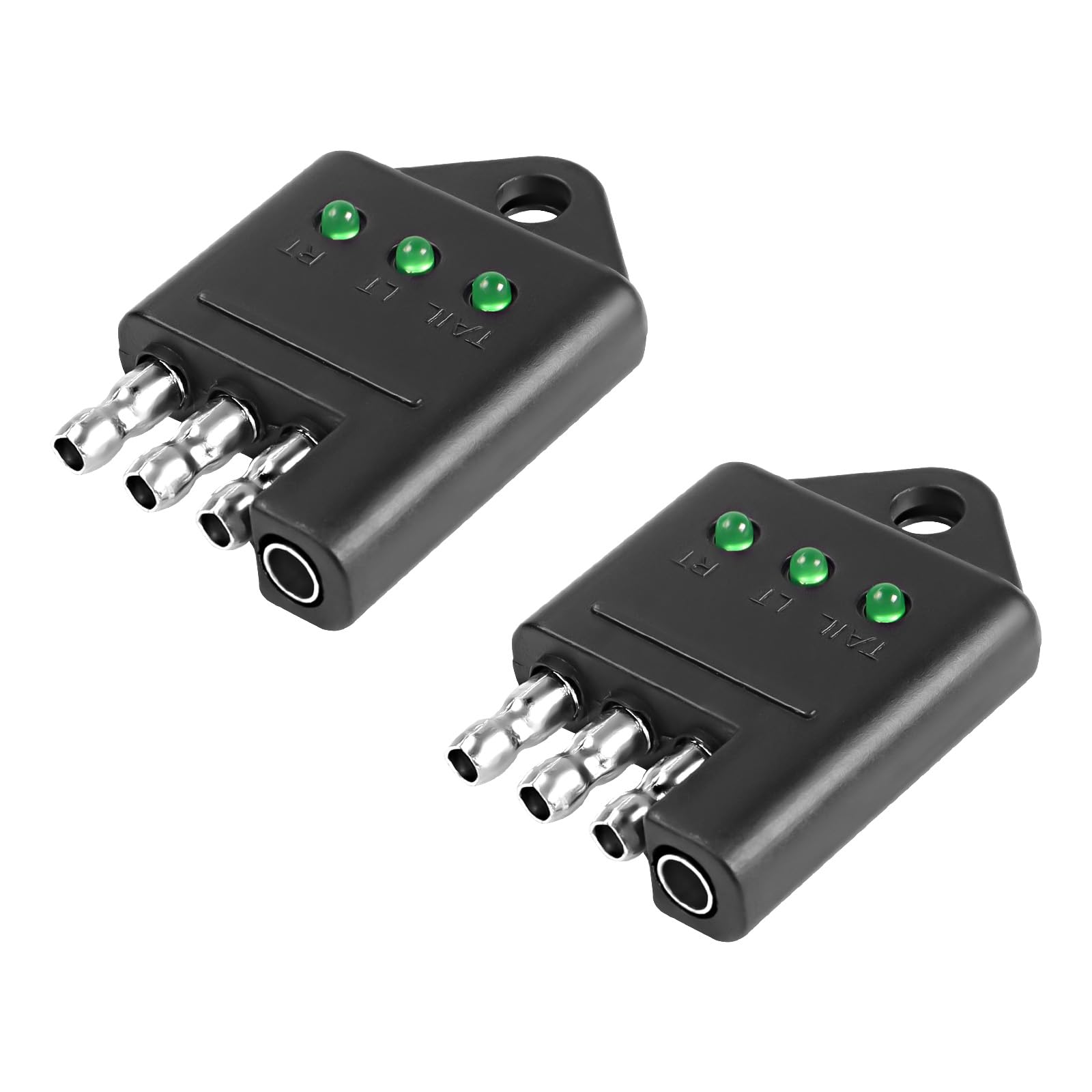 XMSJSIY 4 Pin Anhänger Stecker Tester 4-Wege Flacher Anhänger Licht Tester Verdrahtung Schleppfahrzeug Sockel Tester mit LED Anzeigen Schaltungs Tester Auto Zubehör - 2PCS von XMSJSIY