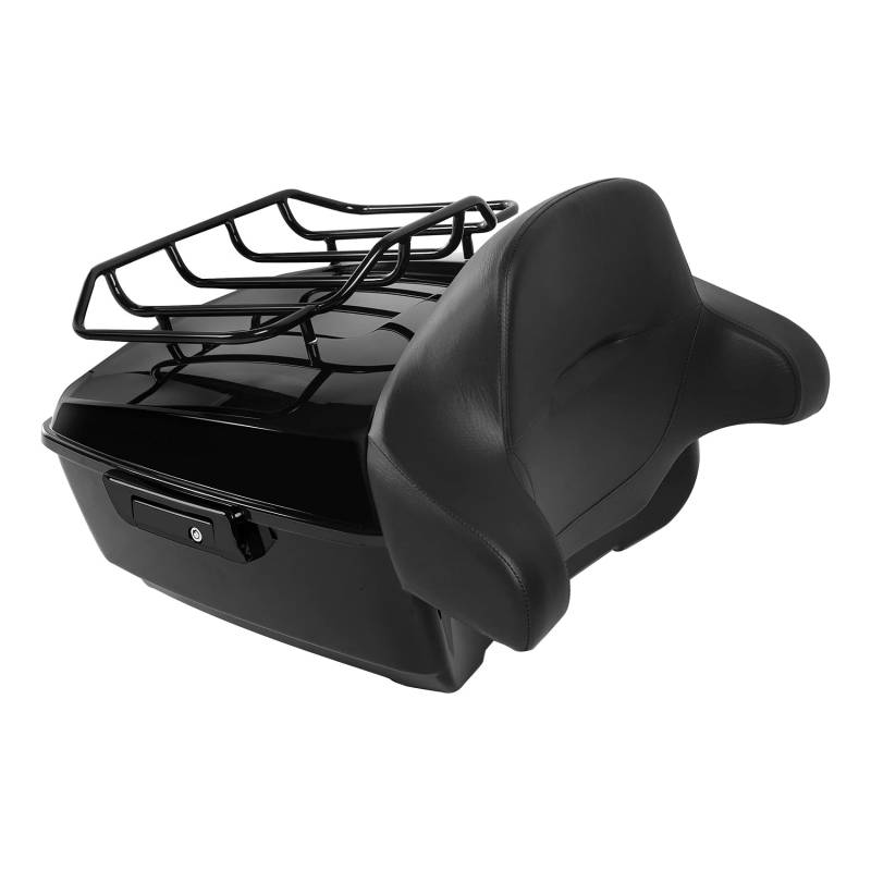 XMT-MOTO Vivid Black King Tour Pack Kofferraum + Gepäckträger + Rückenlehne passend für Harley Davidson Touring Road King, Road Glide, Street Glide und Select CVO Modelle 2014–2024 von XMT-MOTO