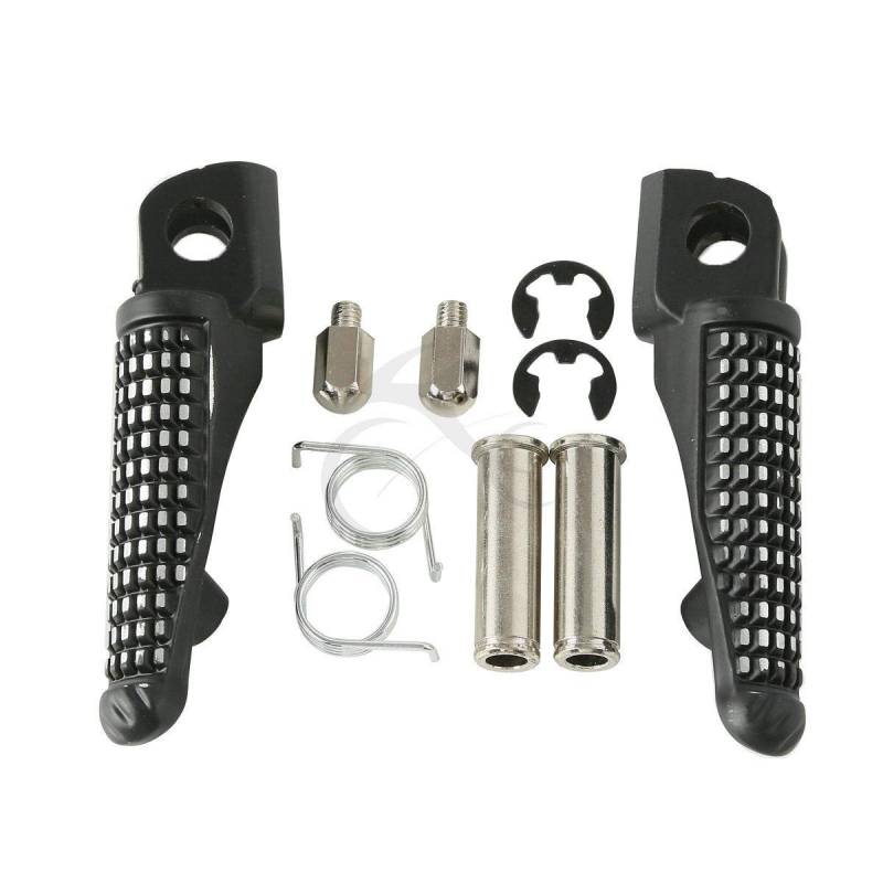 XMT-MOTOR Motorrad-Fußrasten für Kawasaki ZX-6R ZX-10R ZX-9R Z1000 Z800 Z H2, Schwarz, Aluminium, Vorder, Universelle Passform von XMT-MOTOR